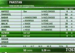 تیجا ون ڈے: پاکستان نے آسٹریلیا نوں جِت لئی 264سکور دا ہدف دے دِتا