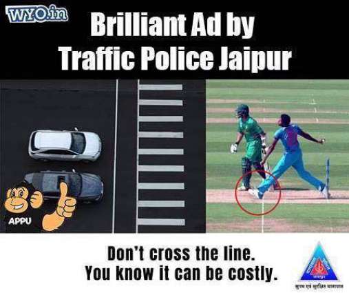 بھارتی ٹریفک پولیس نے چیمپئنز ٹرافی فائنل وچ جسپریت بمراہ دی نوبال اُتے ٹریفک اشتہار بنا دتا