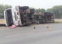 Oil tanker carrying 40,000 litres petrol overturns in Hyderabad