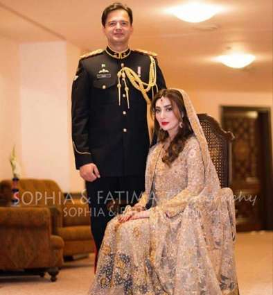 Aisha Khan’s husband Major Uqbah wears army uniform on reception