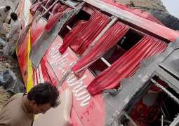 Five dead, 35 injured as passenger bus overturns in Khuzdar