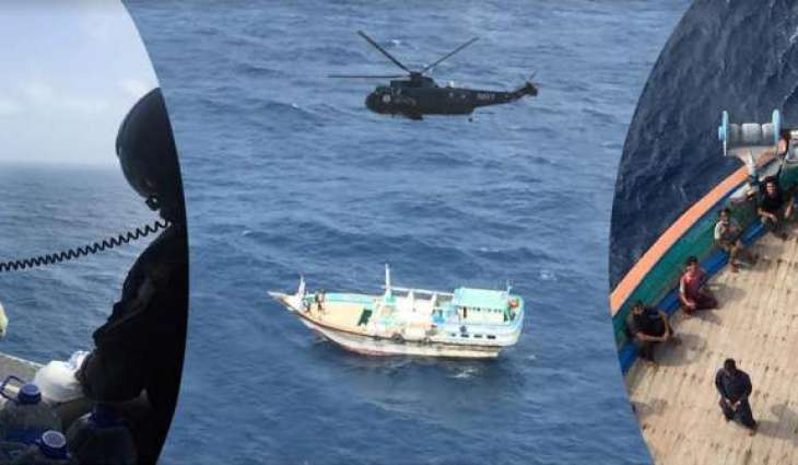 Pakistan Navy helicopter provided assistance to stranded Iranian Dhow in North Arabian Sea
