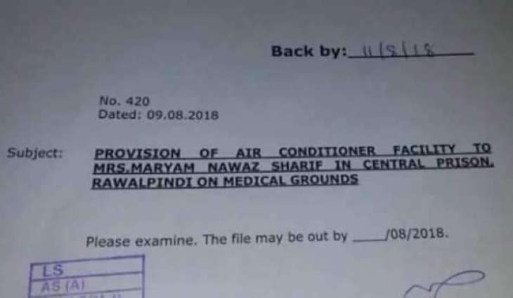 مریم نواز نے اڈیالا جیل وچ ائر کنڈیشنر لئی درخاست دے دتی
مریم نواز دی مبینہ درخاست دی تصویر سوشل میڈیا اُتے وائرل