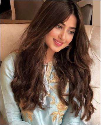 Sajal Aly chooses to wear pastel blue on Eid