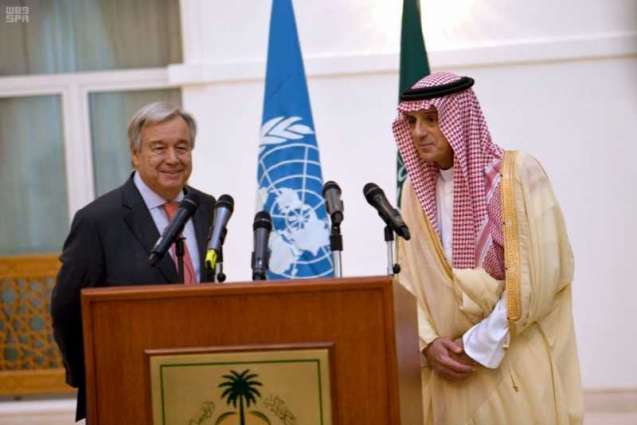 وزير الخارجية وأمين عام الأمم المتحدة يعقدان مؤتمرًا صحفيًا عقب توقيع اتفاقية جدة للسلام
