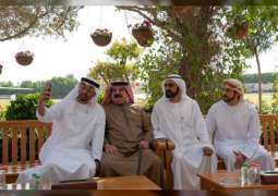 <span>محمد بن راشد ومحمد بن زايد يستقبلان ملك البحرين</span>