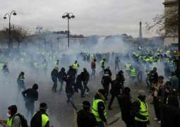 Paris Police Fire Water Cannon at Yellow Vest Protesters