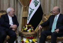 وزیر الخارجیة الایراني محمد جواد ظریف یلتقي الرئیس العراقي برھم صالح