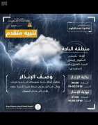 توقعات بهطول أمطار رعدية مصحوبة بزخات من البرد على منطقة الباحة