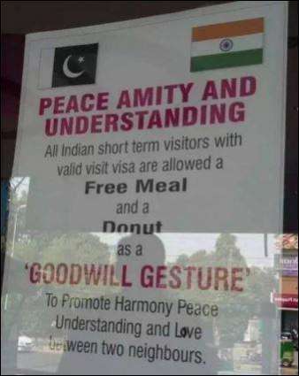 Amid rising tensions, Pakistan offers free meal and Donut to Indian visitors