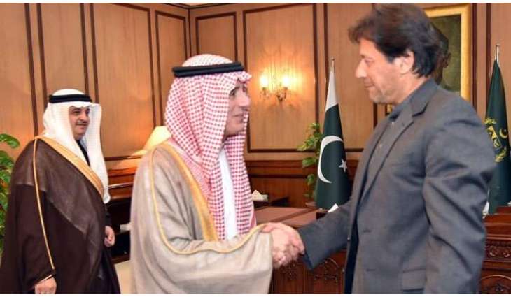 Saudi Foreign Minister Adel al-Jubeir meets Prime Minister Imran Khan