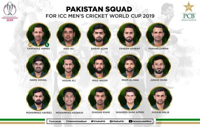Pakistan name squad for ICC Men’s Cricket World Cup 2019