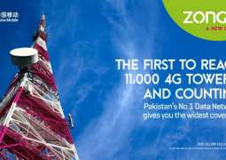 Zong 4G becomes the firstandonly operator to surpass 11,000 4G cell sites across the Country
