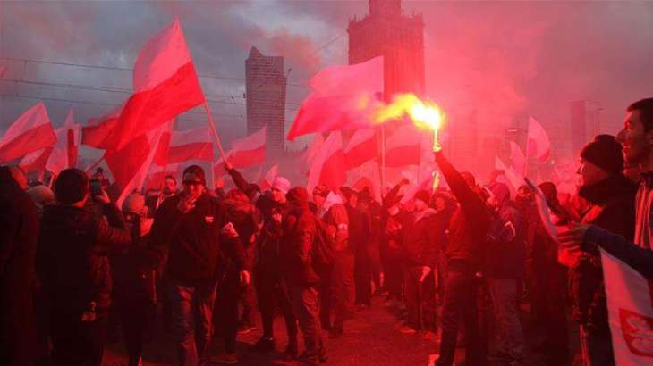 Polish Nationalists Rallying Against Country's Membership in EU in Warsaw