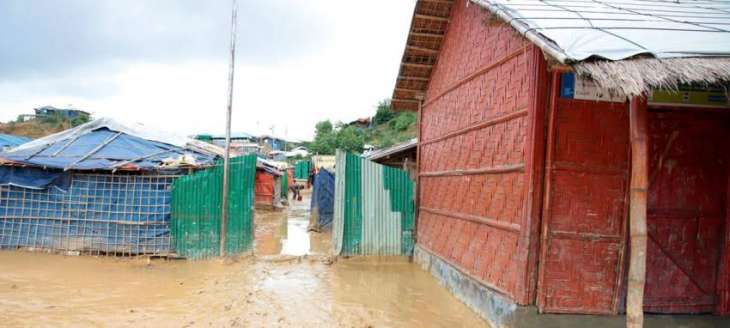 Rohingya refugee shelters destroyed by flooding