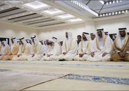 Mohamed bin Zayed performs Eid Al Adha prayer at Sheikh Sultan bin Zayed Mosque
