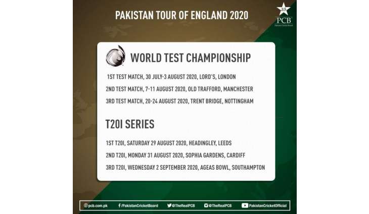 Pakistan announce WTC schedule against England