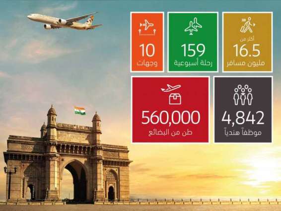 الاتحاد للطيران تحتفل بمرور 15 عاما على بدء رحلاتها إلى الهند 