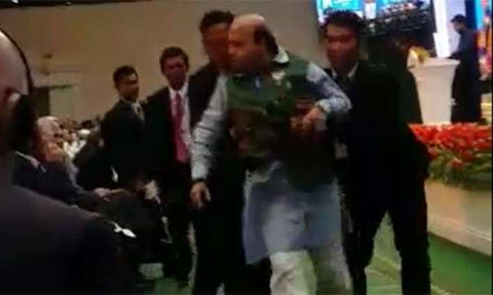 BJP leader taken out by security for interrupting Suri during speech on Occupied Kashmir