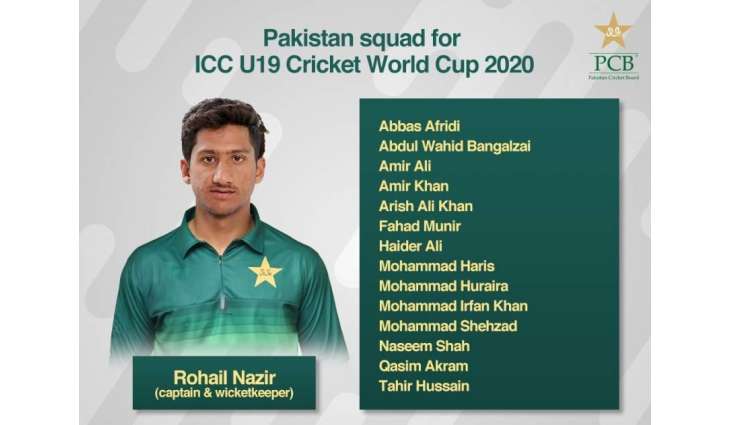 Pakistan squad for ICC U19 Cricket World Cup 2020 named
