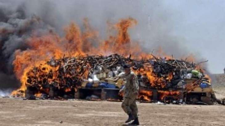 ANF destroyed 1,725 kg drugs during a burning ceremony in Islamabad