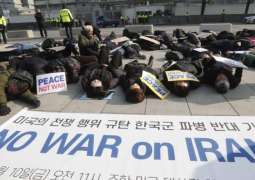 South Koreans Rally Near US Embassy in Seoul to Protest Sending Troops to Persian Gulf