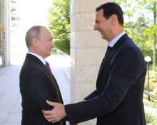 الرئیس السوري بشأر الأسد یستقبل نظیرہ الروسي فلادیمیر بوتین