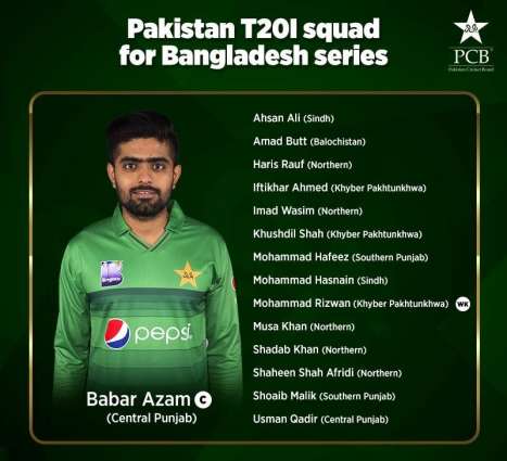 Pakistan squad for Bangladesh T20Is named