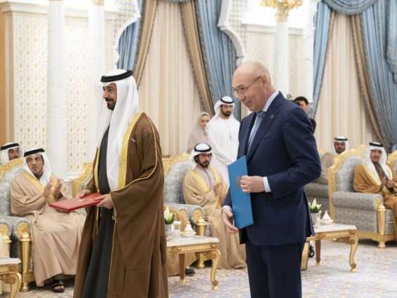 Mohamed bin Zayed, Kazakh President attend signing of MoUs between the two countries