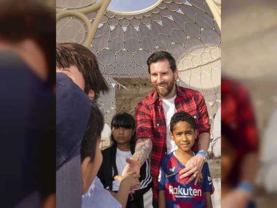 UAE school students meet Lionel Messi at Expo 2020 Dubai’s Al Wasl Plaza