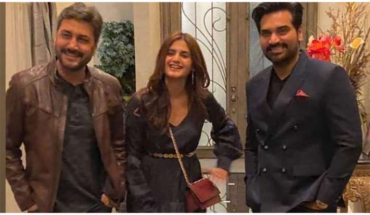 Hira Mani, Adnan Siddiqui and Humayun Saeed smile together in US