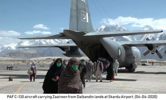 PAF C-130 aircraft shifts pilgrims from Dalbandin to Skardu