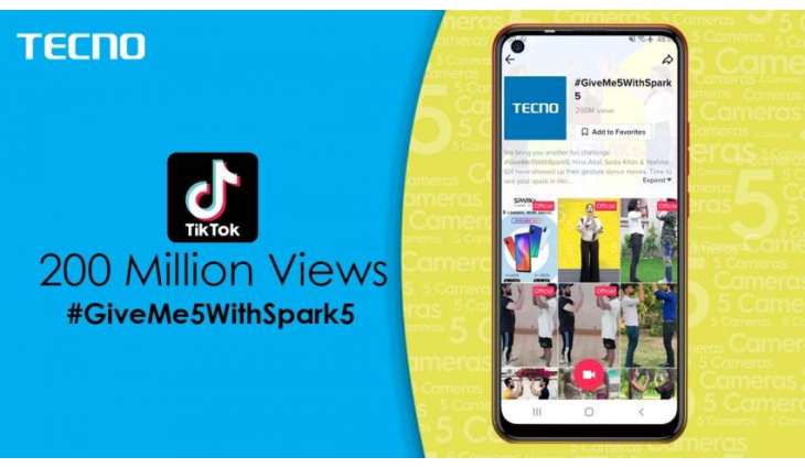 TECNO #GiveMe5WithSpark5 Breaks all Records on TikTok