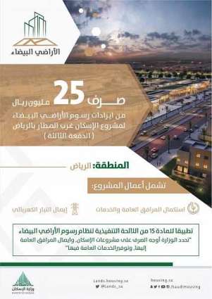 صرف 25 مليون ريال من إيرادات رسوم الأراضي لمشروع الإسكان غرب مطار الرياض