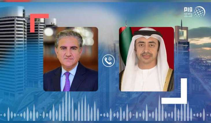 عبدالله بن زايد و وزير خارجية باكستان يبحثان هاتفيا العلاقات الثنائية وجهود احتواء "كوفيد - 19"