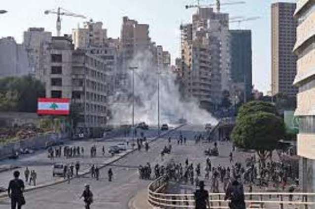 Protesters Clash With Police in Downtown Beirut Near Parliament Building