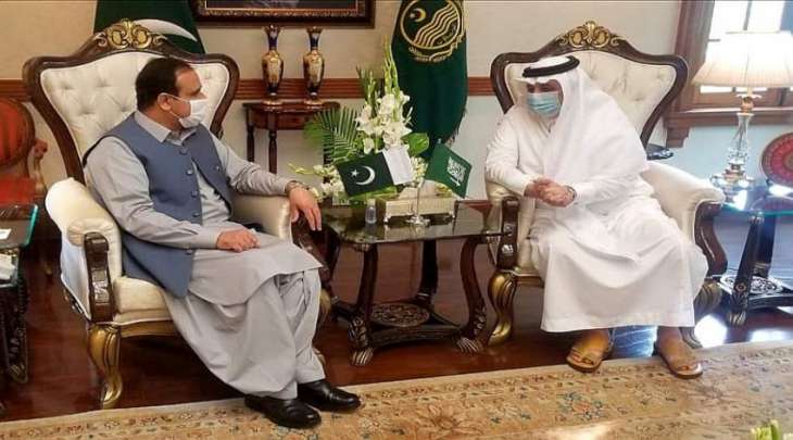 رئیس وزراء حکومة اقلیم بنجاب عثمان بزدار یستقبل السفیر السعودي لدي باکستان