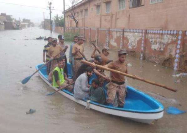 Armed Forces active in rescuing flood affectees in Karachi