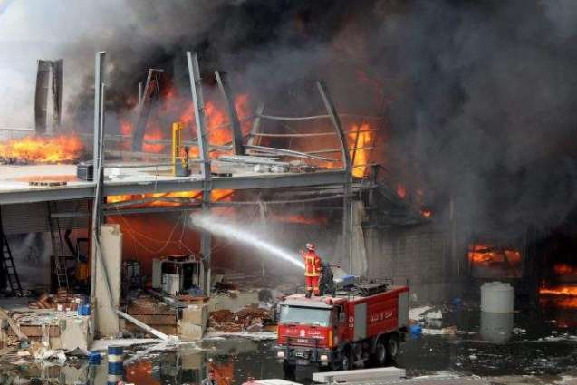 Firefighting Brigades Continue to Work at Emergency Site in Port of Lebanon's Beirut