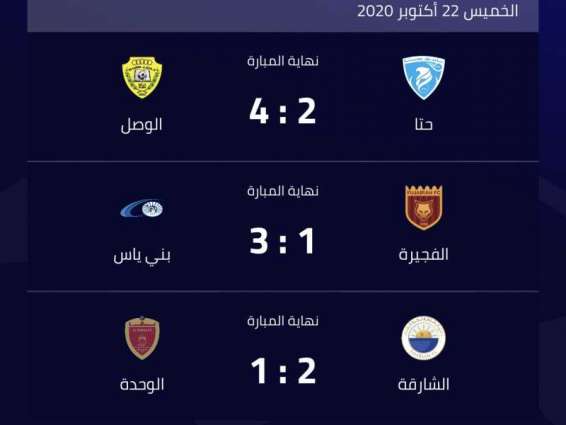 فوز الشارقة و بني ياس و الوصل في الجولة الثانية من دوري الخليج العربي