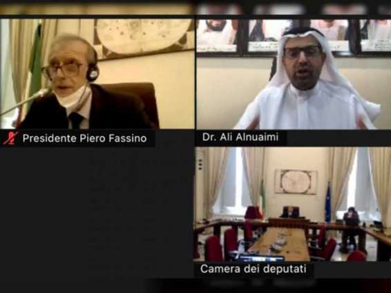 علي النعيمي يبحث التعاون البرلماني مع رئيس لجنة الشؤون الخارجية في مجلس النواب الإيطالي