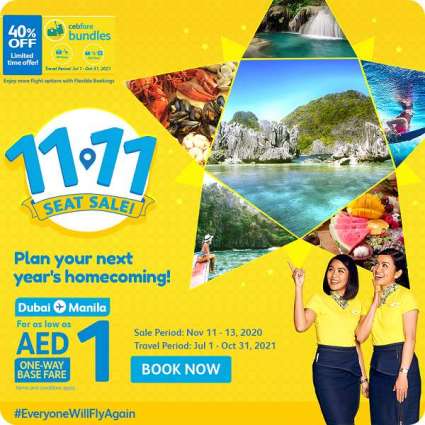 Cebu Pacific offers Dubai-Manila flights for as low as AED1 as part of its 11.11 Crazy Sale