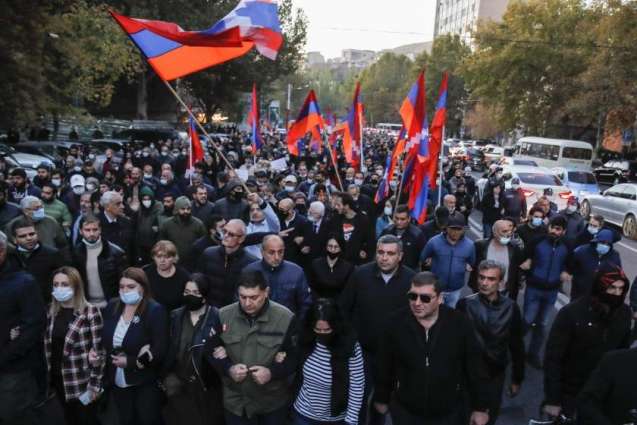 Group of Uniformed Men Joined Protests in Armenian Capital
