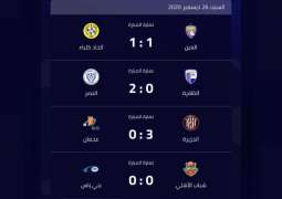 الجزيرة يفوز على عجمان بثلاثية ويطارد صدارة دوري الخليج العربي