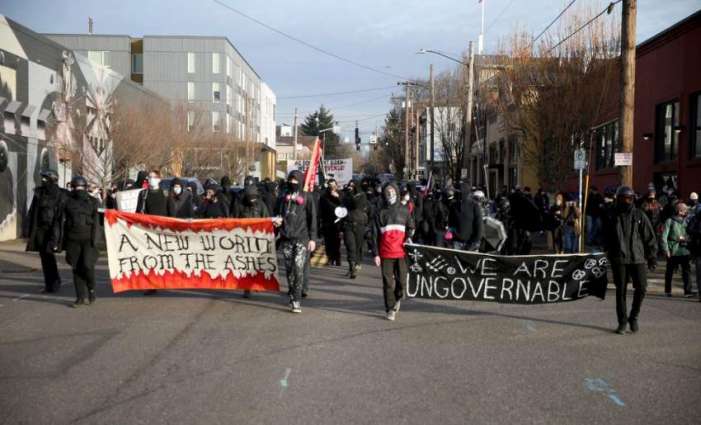 Protests Against Biden's Inauguration Continue for Second Day in Portland