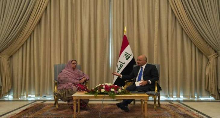 وزیرة الانتاج الحربي لمجمھوریة باکستان تجتمع برئیس العراق برھم صالح