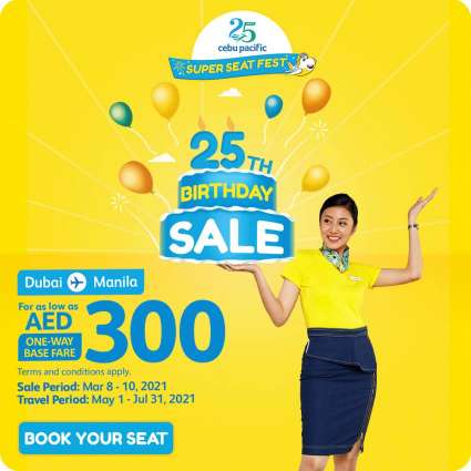 Cebu Pacific’s 3rd seat sale this month: AED300 Dubai-Manila flights