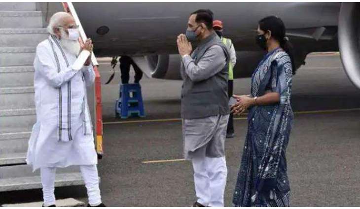 Indian Prime Minister Arrives in Cyclone-Hit Gujarat