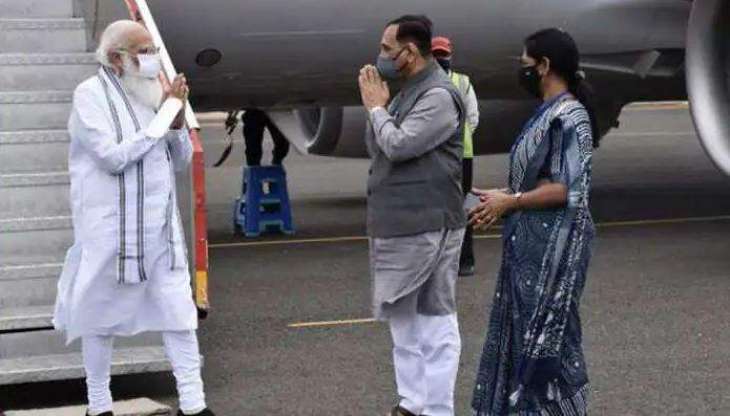 Indian Prime Minister Arrives in Cyclone-Hit Gujarat