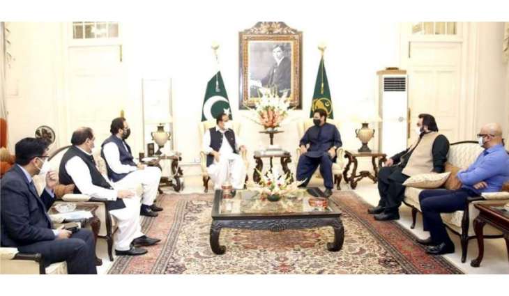MNA Moonis Elahi along with a delegation calls on CM Punjab Sardar Usman Buzdar at CM House